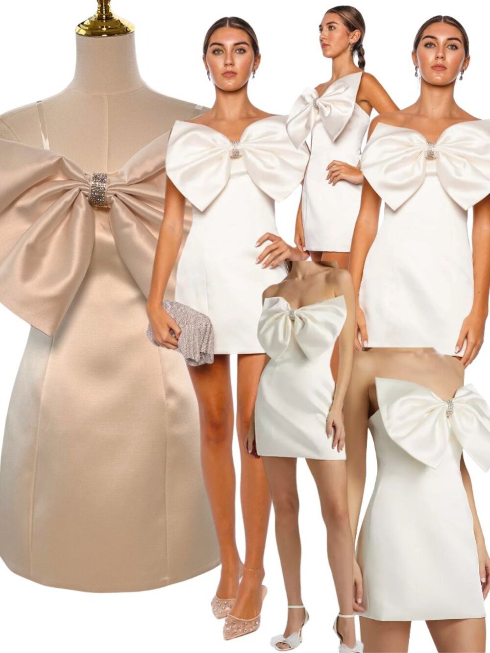 🆕 BRONX & BANCO 🧿 NWOT Evie White Strapless Bow Mini Dress, Sz S US 4